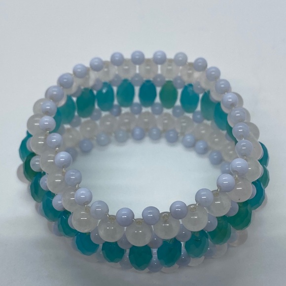 Vintage Glass Beaded Cuff Bracelet - Picture 3 of 3